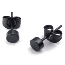 3 mm runde Ohrstecker, 2 Stück (1 Paar) – Edelstahl für Männer, Farbe Schwarz, mit Geschenktüte