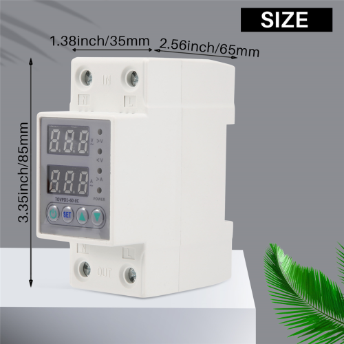 Din Rail Dual Display Adjustable over Voltage Current and Under Protective Device Protector Relay 60A 220V 230V 1