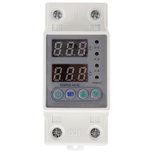 Din Rail Dual Display Adjustable over Voltage Current and Under Protective Device Protector Relay 60A 220V 230V 2