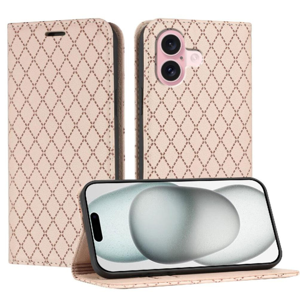 (Pink) Case For Iphone 16 Business Magnetic Shell Card Slots Holder Flip Wallet Pink 764563575459