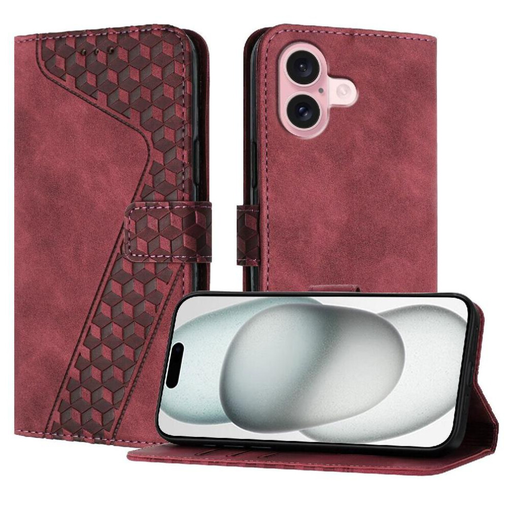 Photos - Case  Phone  for iphone 16 Plus Card Slots Cover Wallet Magnetic Flip Folio Kickstand(Brown)