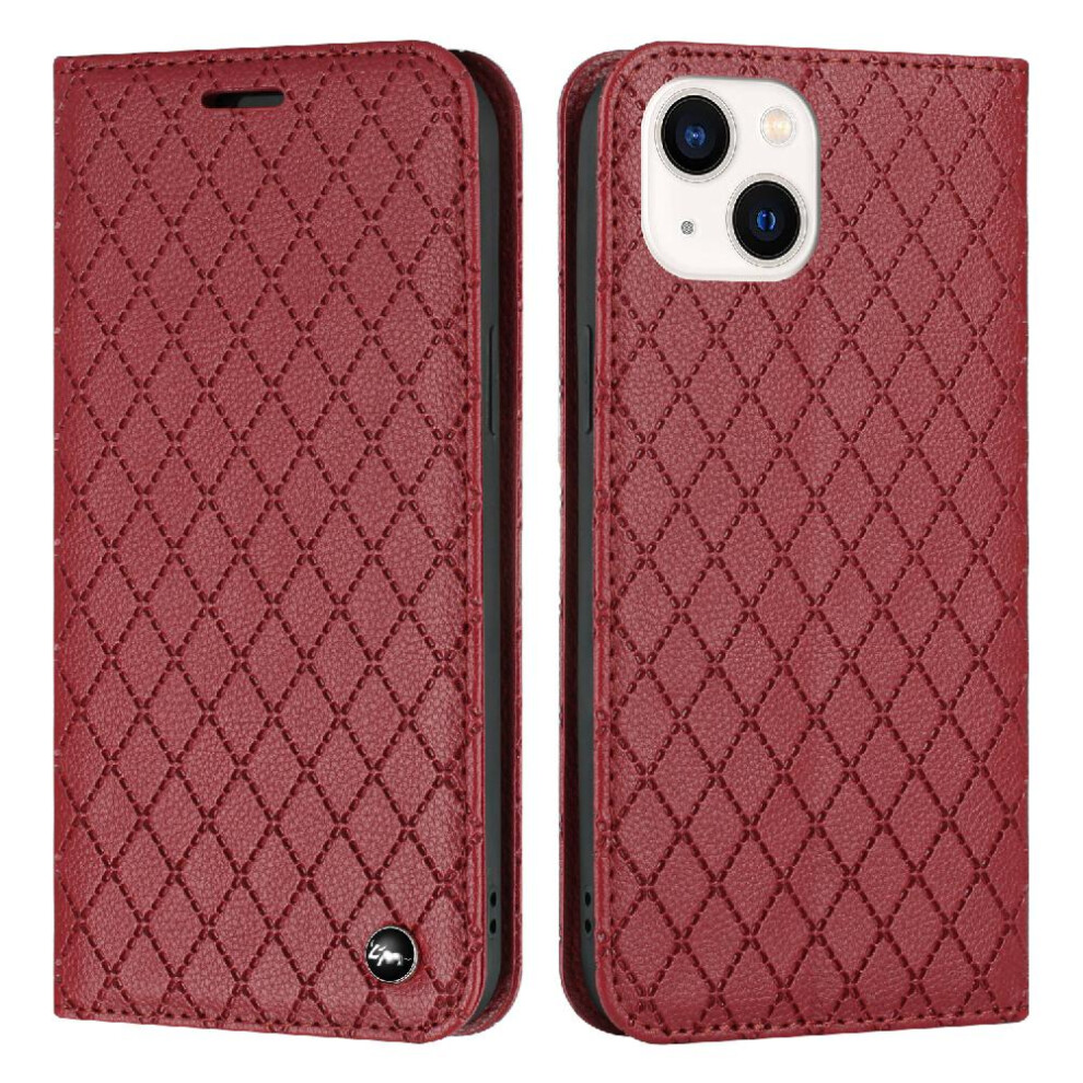 (Red) Case For Iphone 13 Card Slots Holder Flip Business Wallet Magnetic Shell Red 764563576272