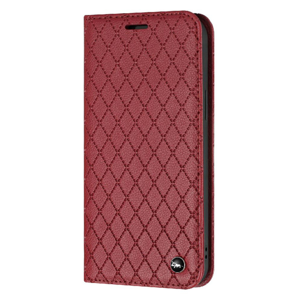 (Red) Case For Iphone 12 Card Slots Holder Flip Business Wallet Magnetic Shell Red 764563576456