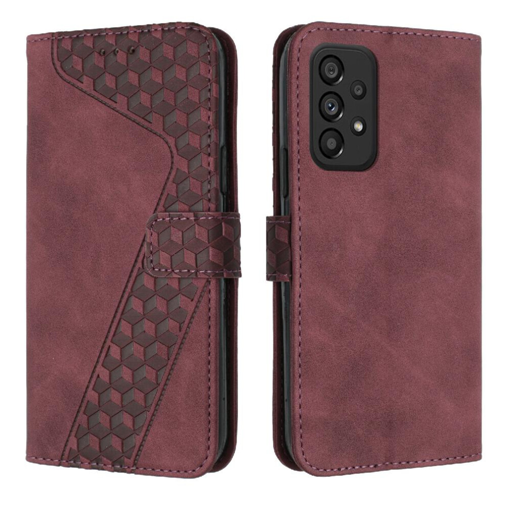 (Brown) Phone Case For Samsung Galaxy A73 5G Card Slots Cover Flip Folio Wallet Magnetic Kickstand Brown 764563576869
