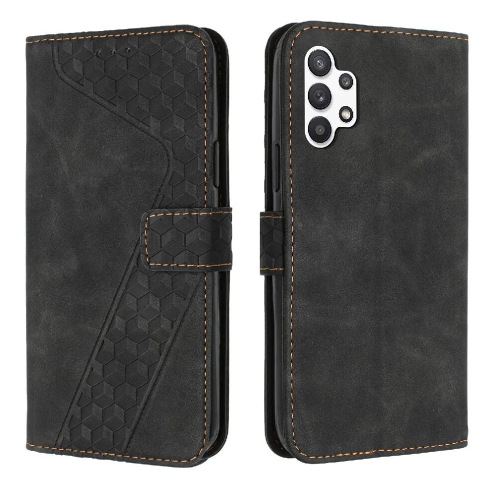 (Black) Phone Case For Samsung Galaxy A32 5G Kickstand Magnetic Flip Folio Wallet Card Slots Cover Black 764563576999
