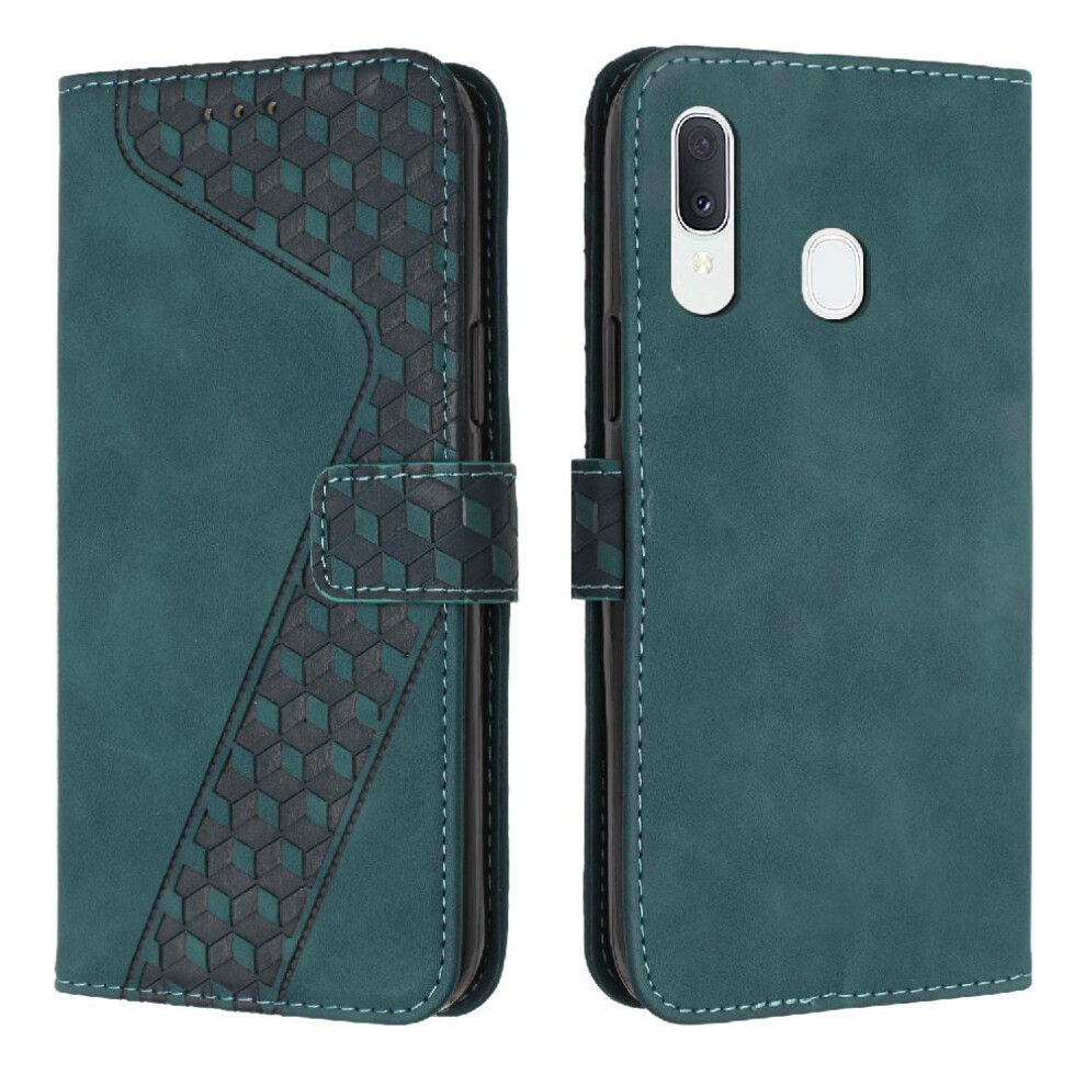 (Green) Phone Case For Samsung Galaxy A20/A30 Flip Folio Kickstand Card Slots Cover Magnetic Wallet Green 764563577521