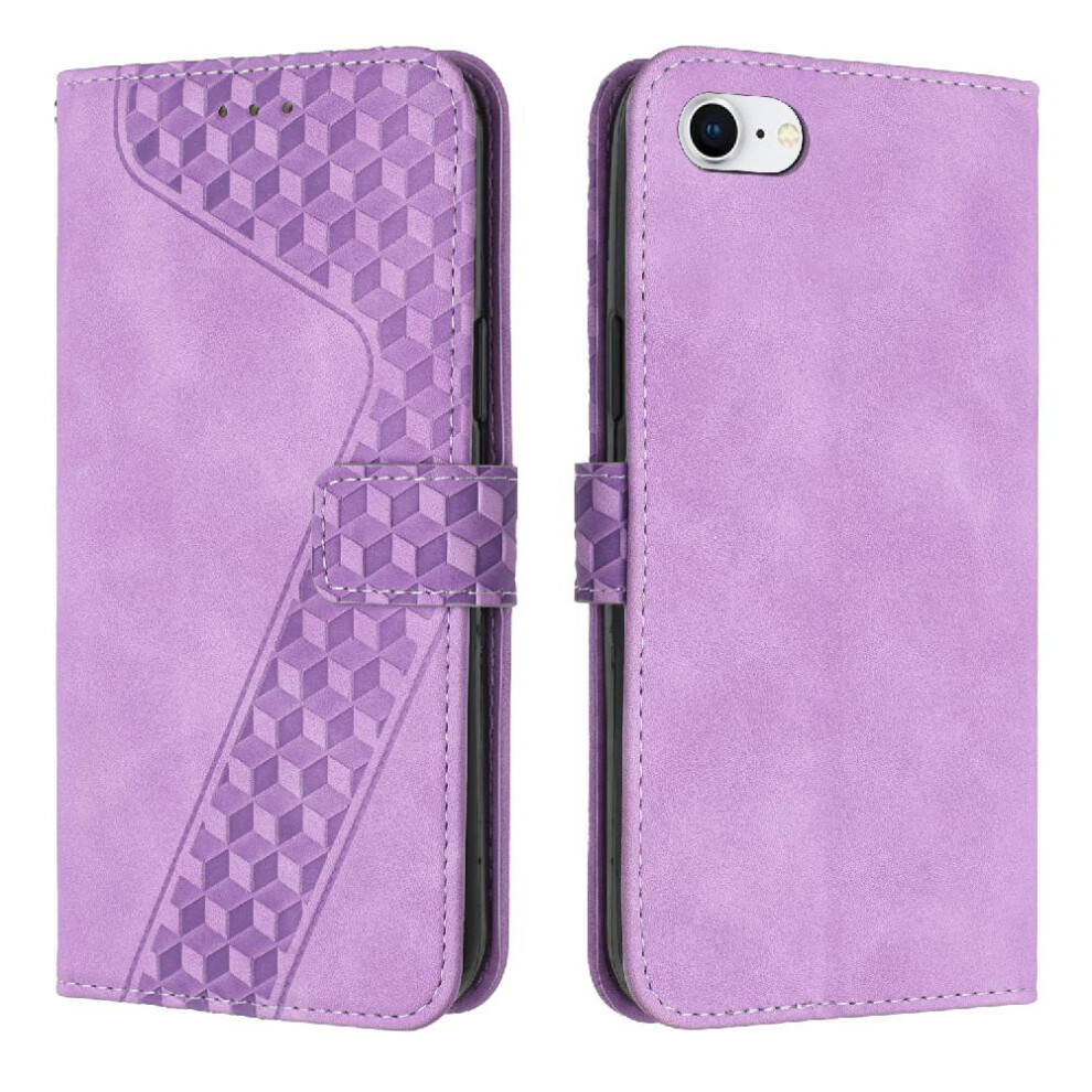 (Purple) Phone Case For Iphone Se 2020/2022 Card Slots Cover Kickstand Flip Folio Magnetic Wallet Purple 764563578559
