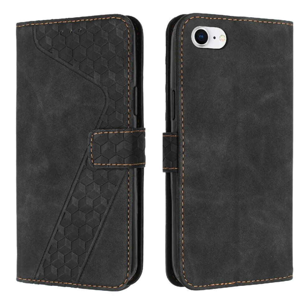 (Black) Phone Case For Iphone Se 2020/2022 Card Slots Cover Kickstand Flip Folio Magnetic Wallet Black 764563578542