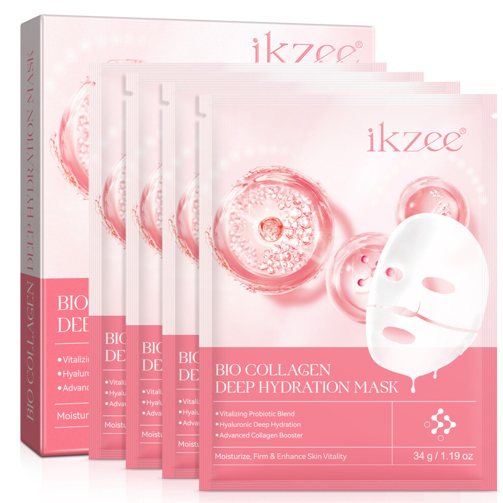 (4PCS) Collagen mask moisturizing and moisturizing gentle brightening skin tone, anti-wrinkle light lines tender and firm 4p