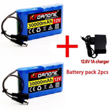 (2*Battery1*charger, One size) Rechargeable Li-Ion Battery 12V 30AH LED Light Solar Rechargeable Battery/Charger
