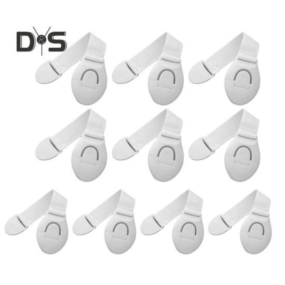 10pcs Child Safety Strap Lock Self Adhesive Multi-purpose Cabinet Fridge Window Drawer Freezer Door Baby Proof Cloth Webbing Security Latch Lock