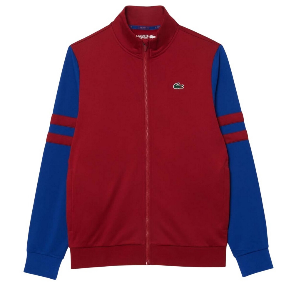 (M, Red) Lacoste Mens Zip Interlock Stretch Track Jacket