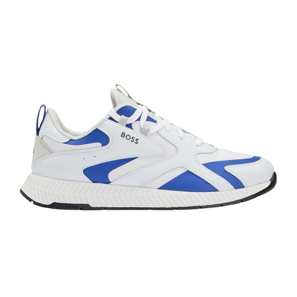 (12 UK, White) Boss Mens Titanium Leather Running Trainers
