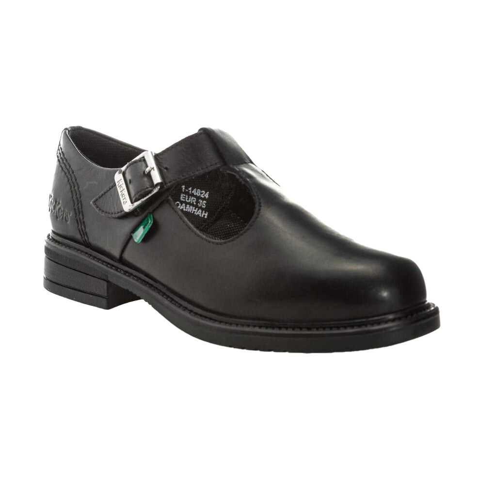 (12.5 UK Child, Black) Kickers Girls Lach Leather T-Bar School Shoes