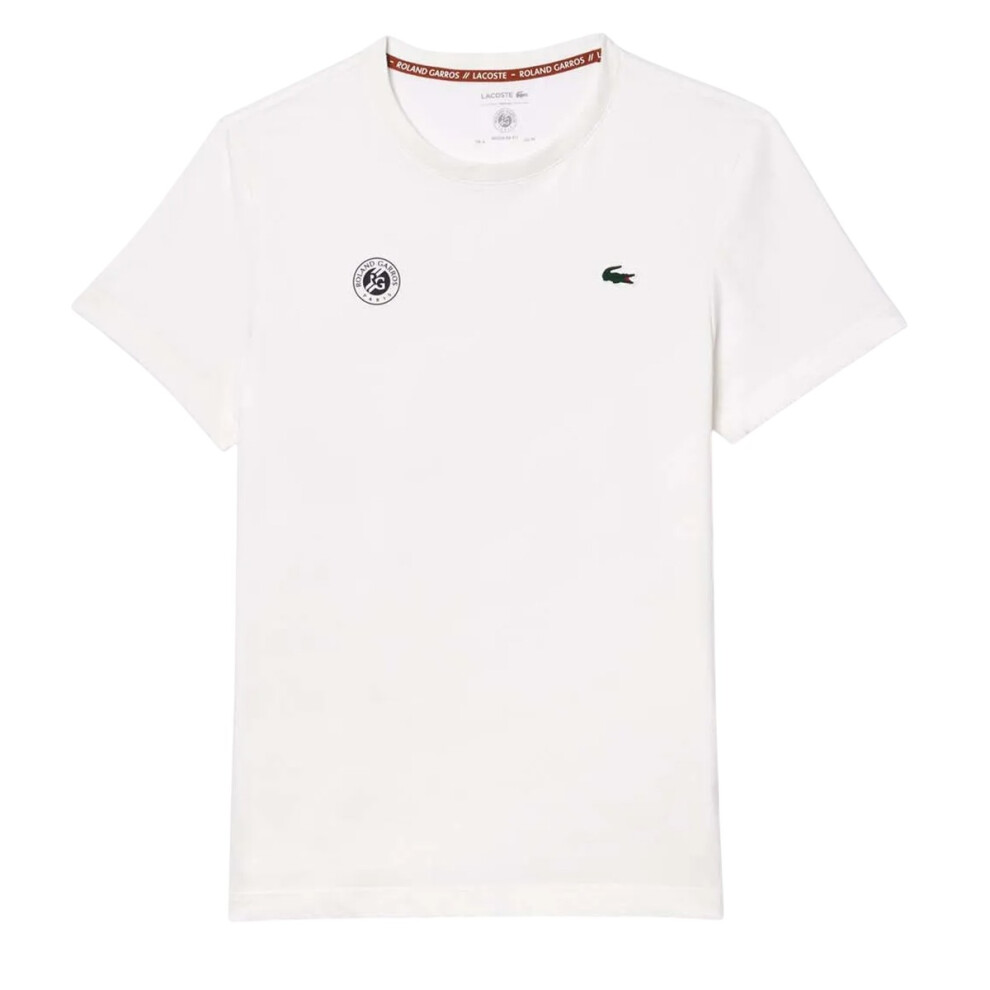 (XS, White) Lacoste Mens Roland-Garros Ultra Dry Tennis T-Shirt