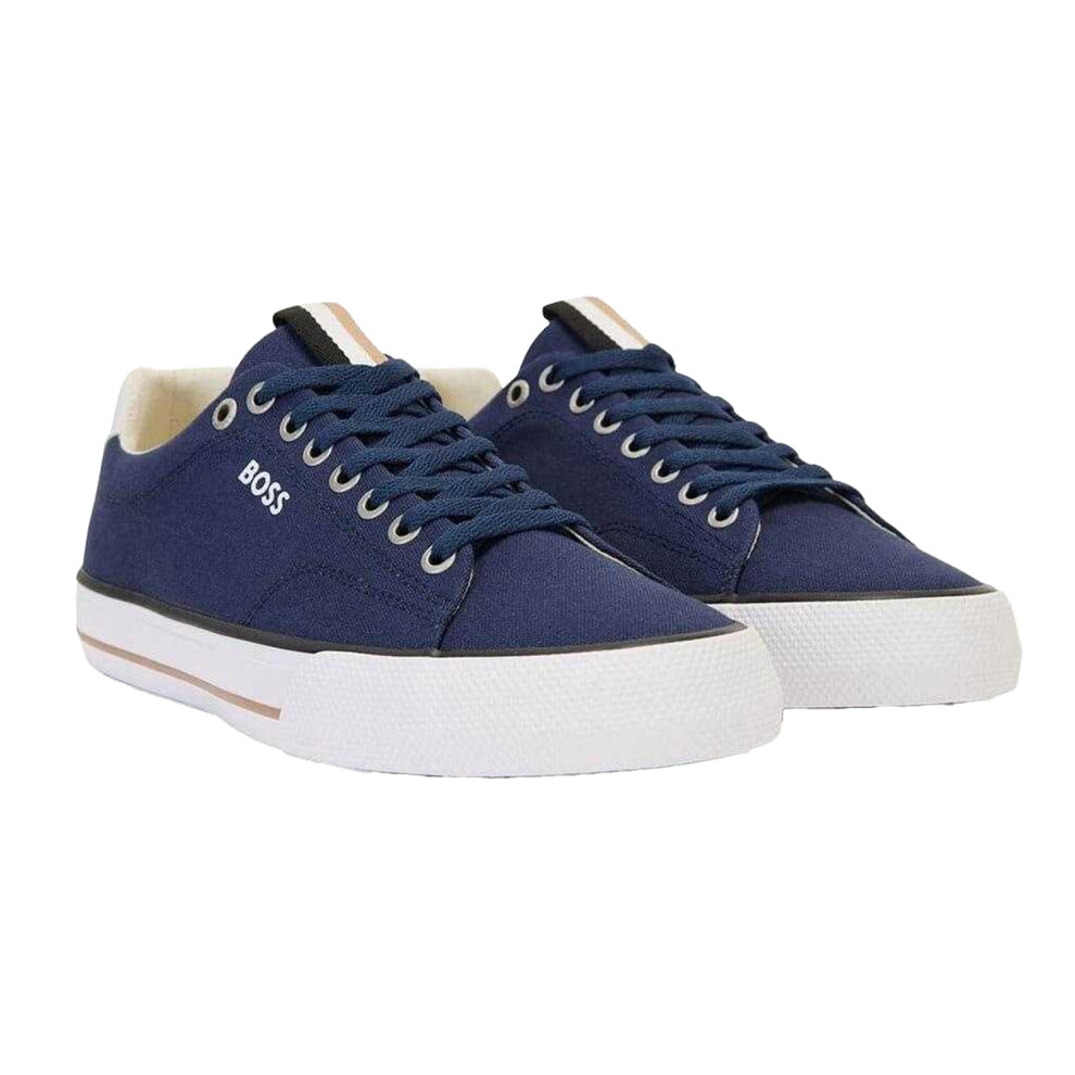 (5 UK, Dark Blue) Boss Mens Aiden Leather Tennis Trainers