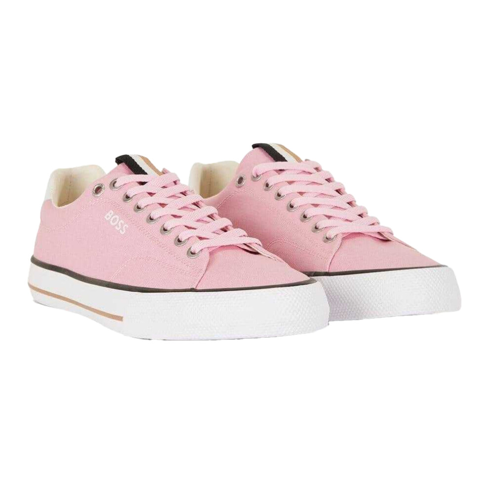 (8 UK, Pink) Boss Mens Aiden Leather Tennis Trainers