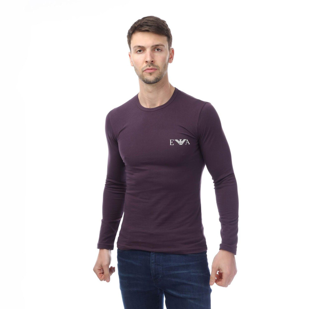 (XL, Navy) Emporio Armani Mens Mock Neck Fitted Lounge Top