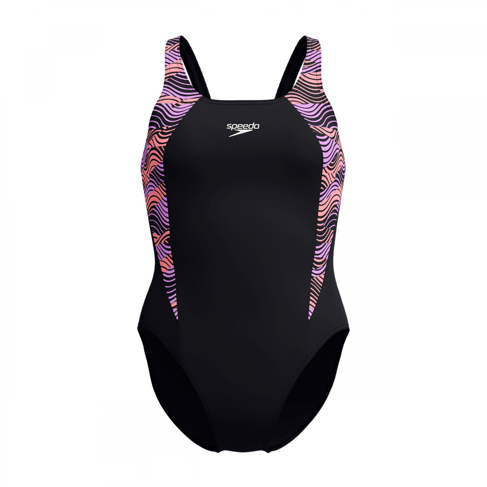(16 UK, Black) Speedo Womens/Ladies Hyperboom Splice Muscleback One Piece Swimsuit