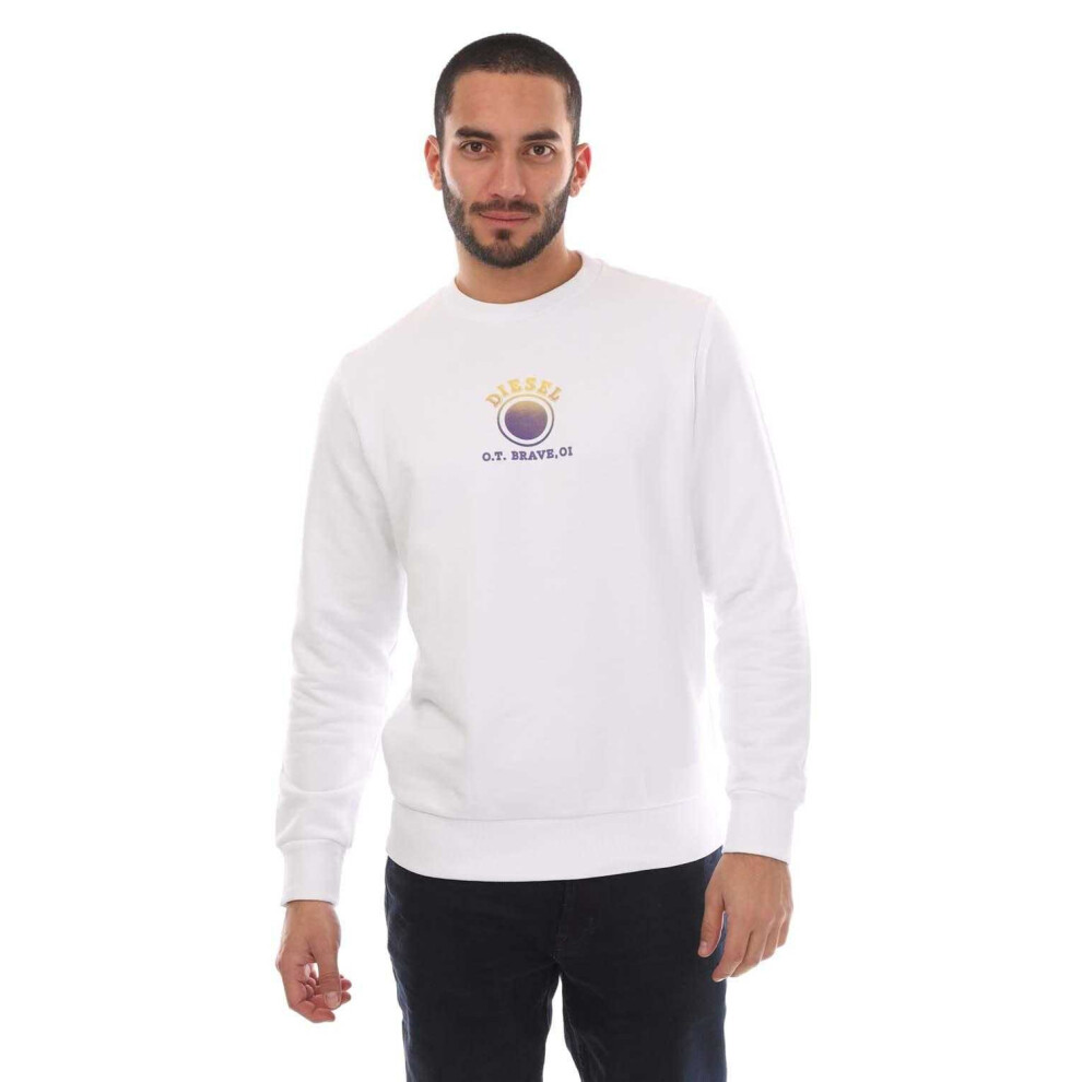 (L, White) Diesel Mens S-Gir 5-5 Sweatshirt
