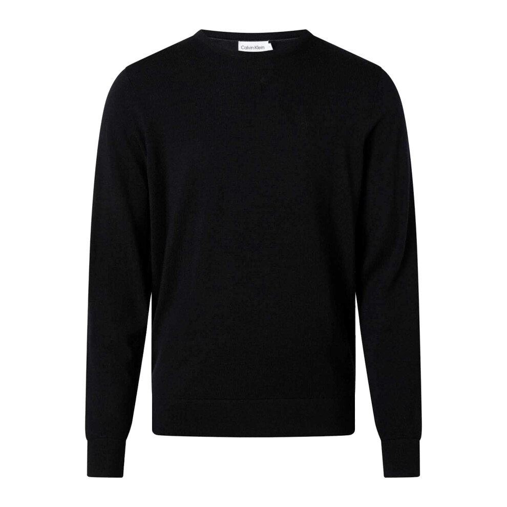 (S, Black) Calvin Klein Mens Merino Wool Jumper