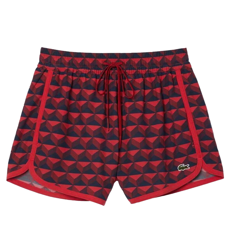 (14 UK, Red) Lacoste Womens/Ladies Graphic Print Draped Shorts