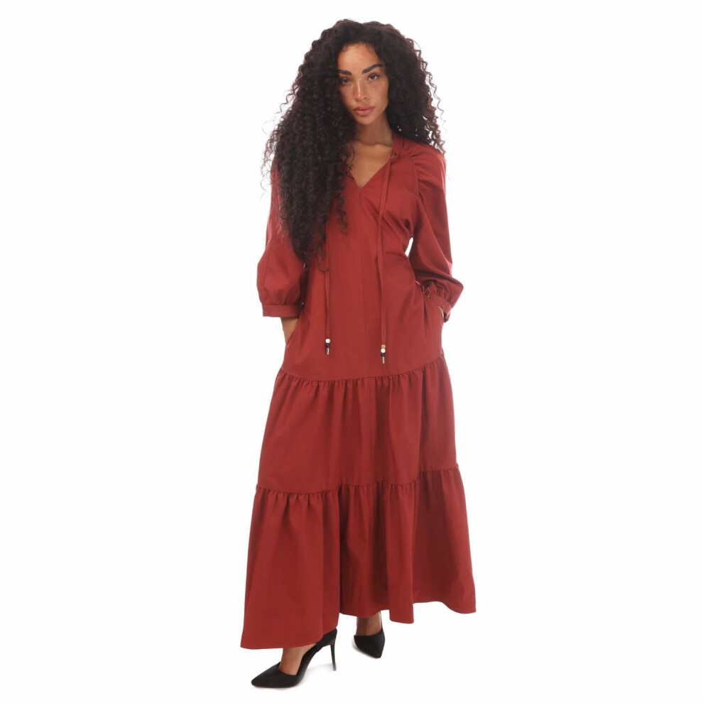 (6 UK, Red) Boss Womens/Ladies Depera Tiered Maxi Dress
