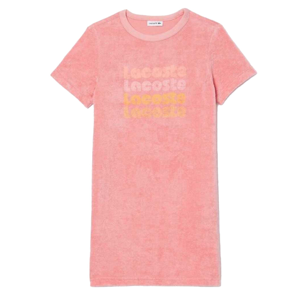 (10 Years, Pink) Lacoste Girls Repeat Logo Cotton T-Shirt Dress