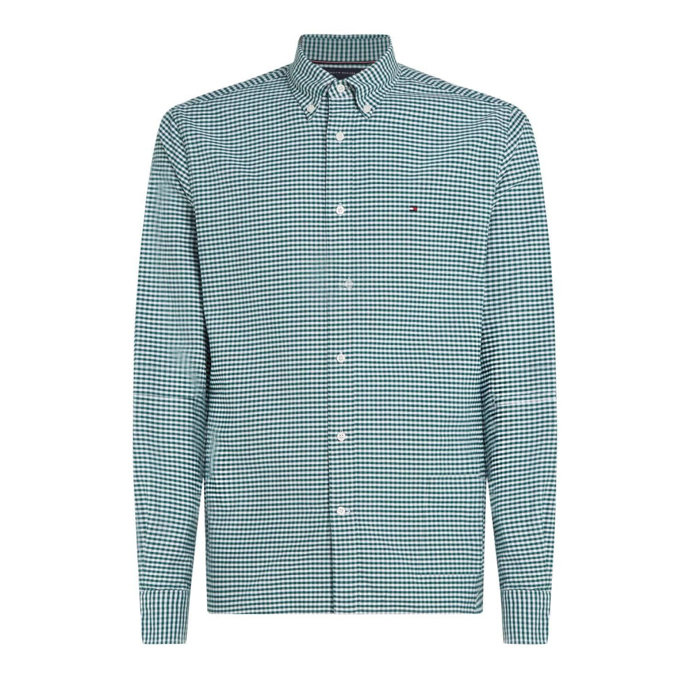 (S, Green) Tommy Hilfiger Mens Gingham Check Oxford Regular Shirt