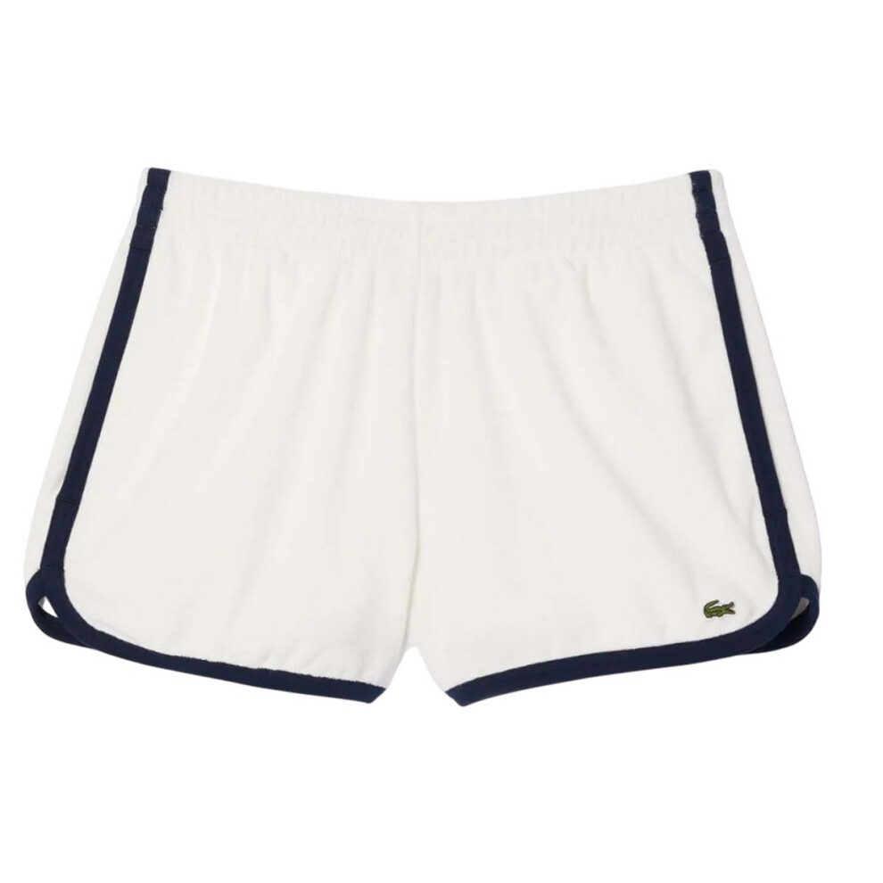 (14 UK, Cream) Lacoste Womens/Ladies Terrycloth Contrast Detail Shorts