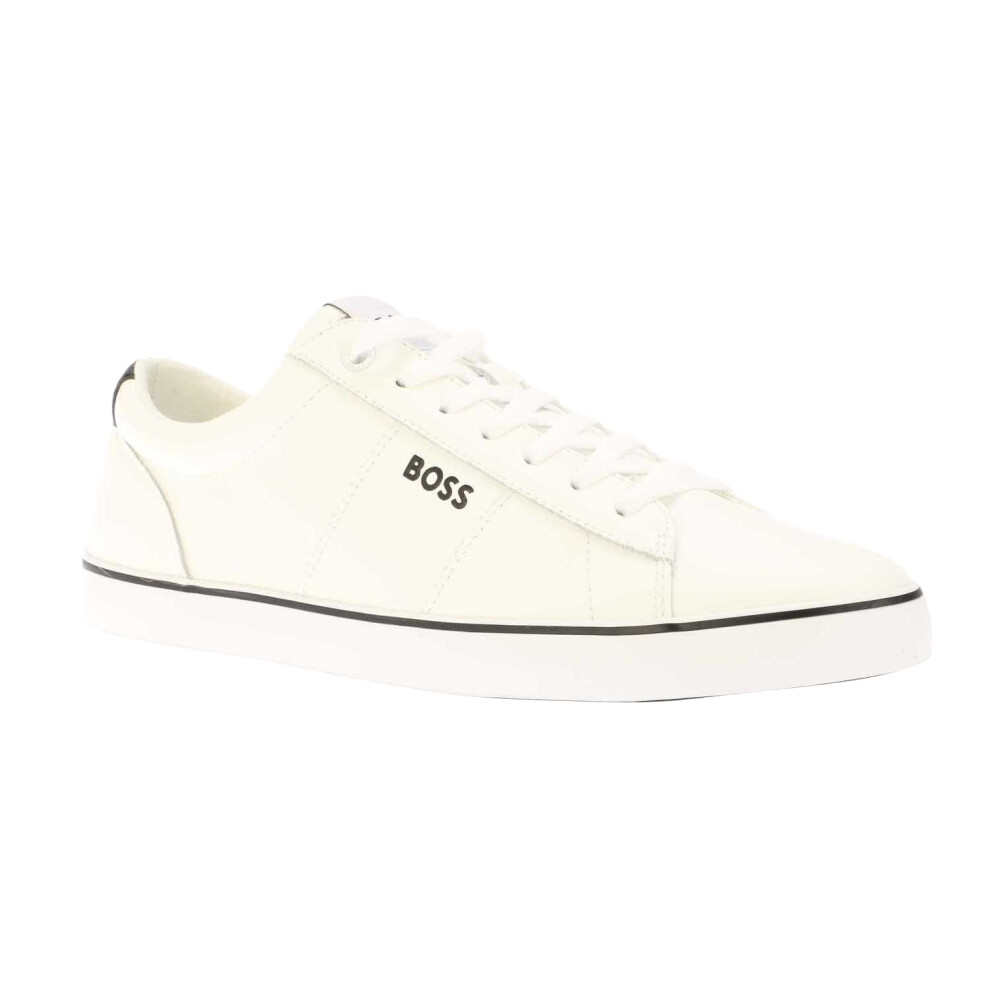 (6 UK, White) Boss Mens Jodie Leather Tennis Trainers