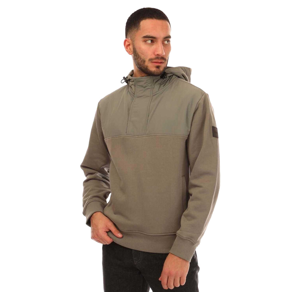 (L, Brown) Boss Mens Panelled Relaxed Fit Hoodie