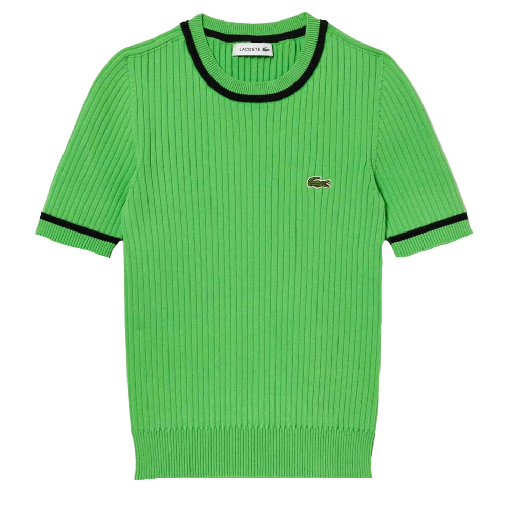 (10 UK, Green) Lacoste Womens/Ladies 3D Seamless Rib Knit Short-Sleeved Sweatshirt