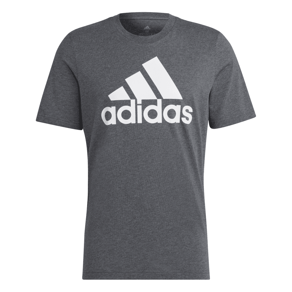 (L, Grey) Adidas Mens Essentials Big Logo Single Jersey T-Shirt