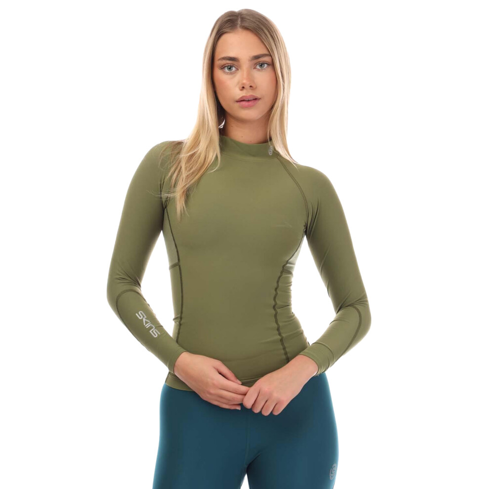 (XS, Khaki Green) Skins Womens/Ladies Series-3 Thermal Long-Sleeved Top