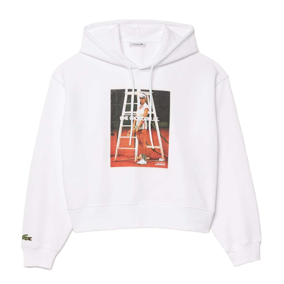 (6 UK, White) Lacoste Womens/Ladies Print Oversized Hoodie