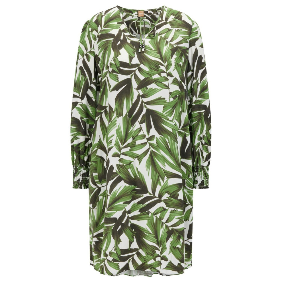 (4 UK, Green) Boss Womens/Ladies C_Decalma Leaf Print Tunic Dress