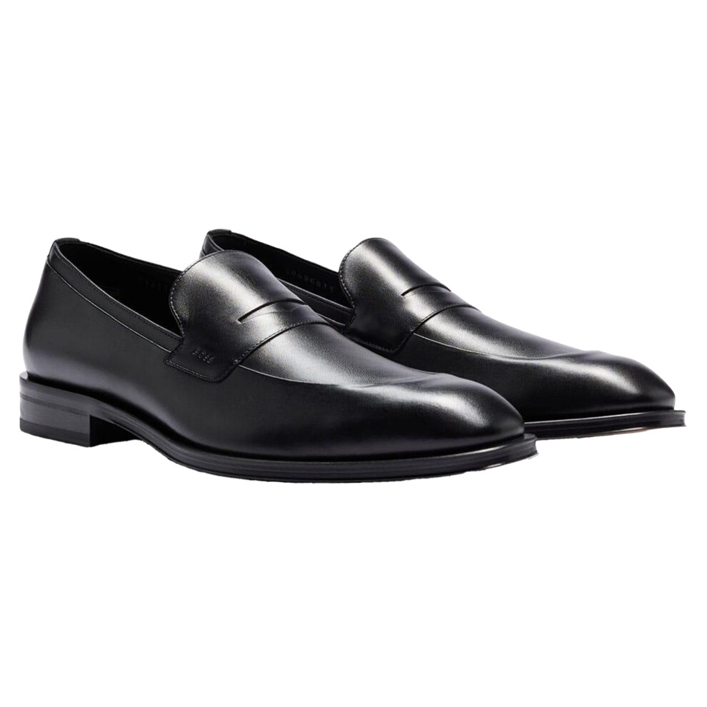 (6 UK, Black) Boss Mens Derrek Leather Loafers