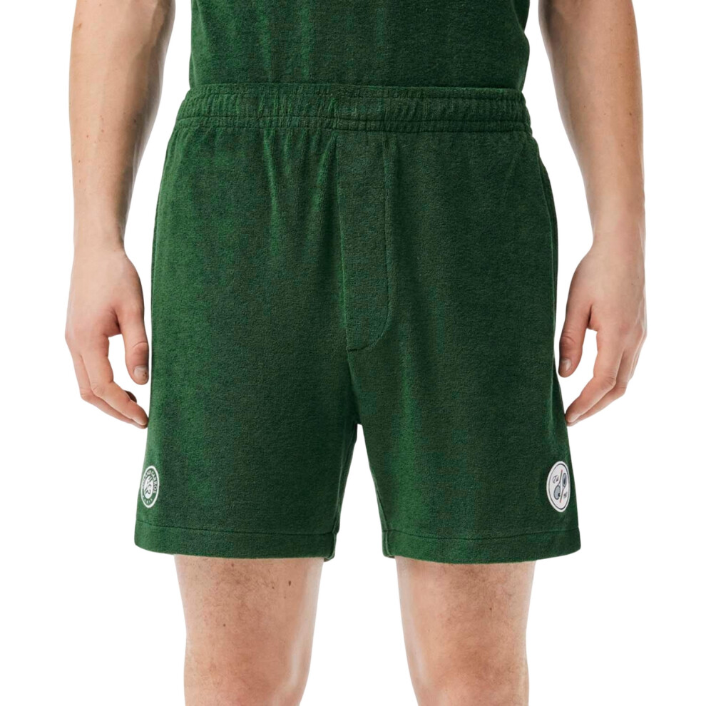 (S, Green) Lacoste Mens Roland-Garros Edition Fleece Tennis Shorts