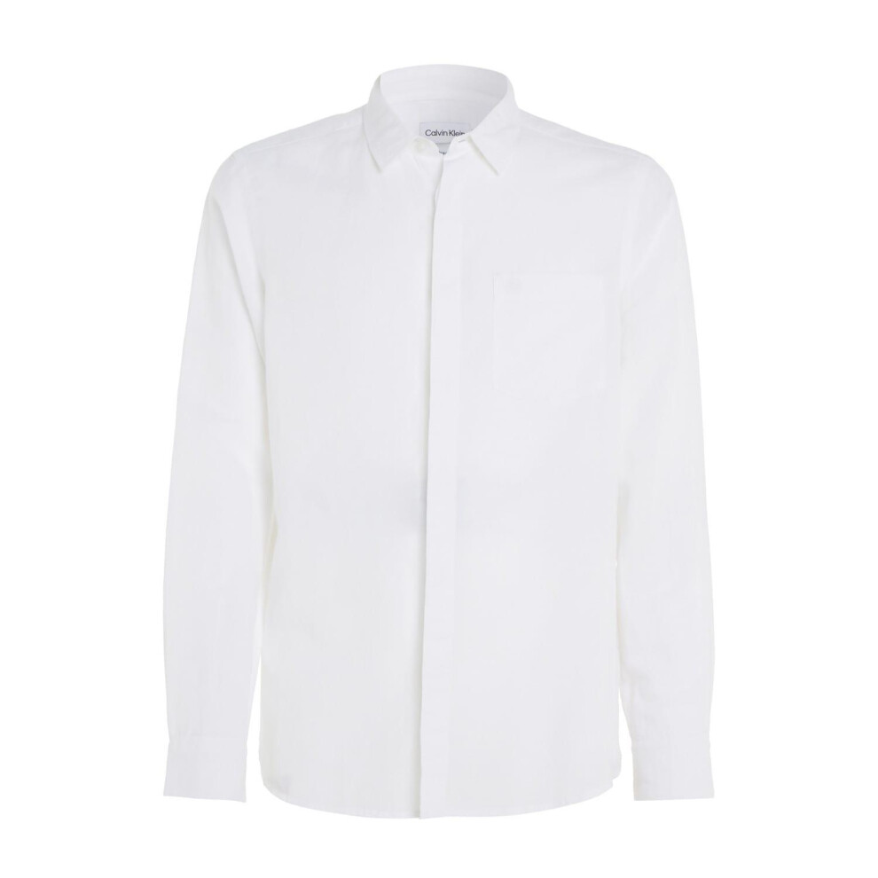 (M, White) Calvin Klein Mens Cotton Lined Regular Shirt