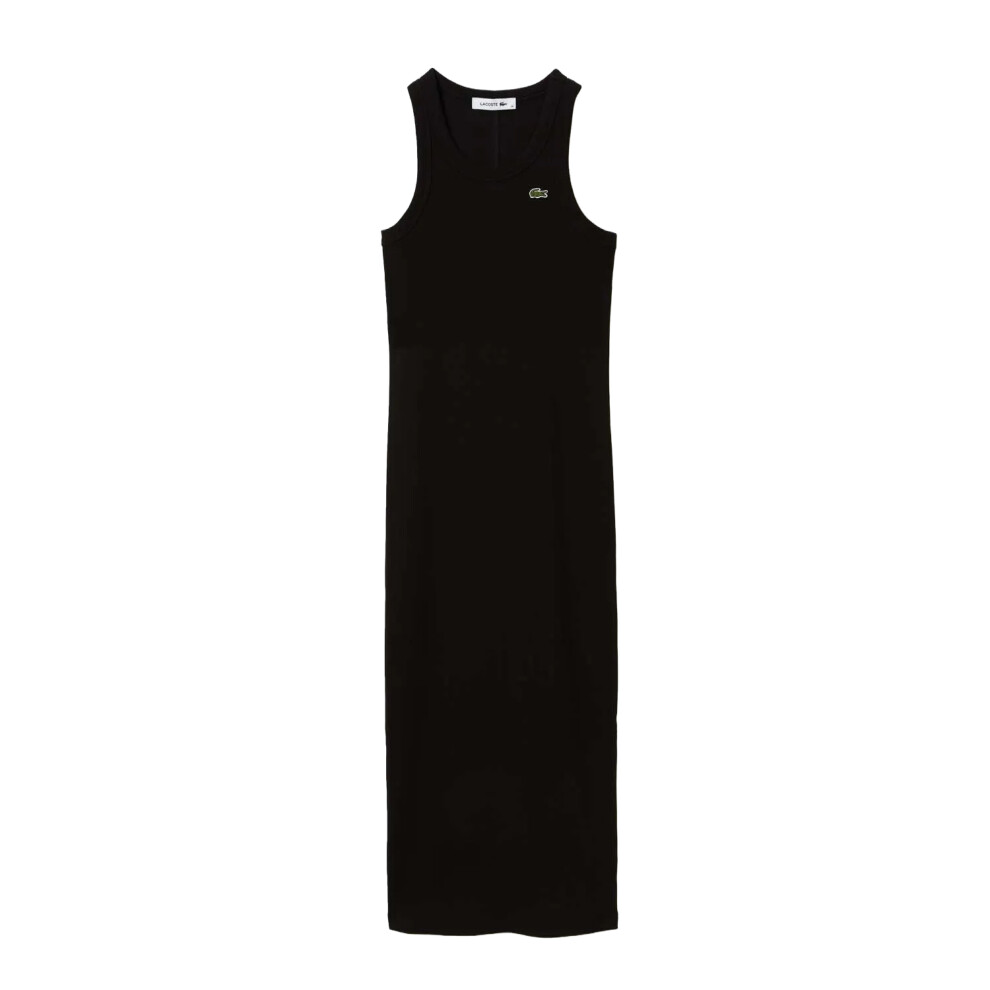 (4 UK, Black) Lacoste Womens/Ladies Organic Cotton Sleeveless Midi Dress