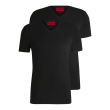 (S, Black) Hugo Boss Mens V Neck Slim T-Shirt (Pack of 2)