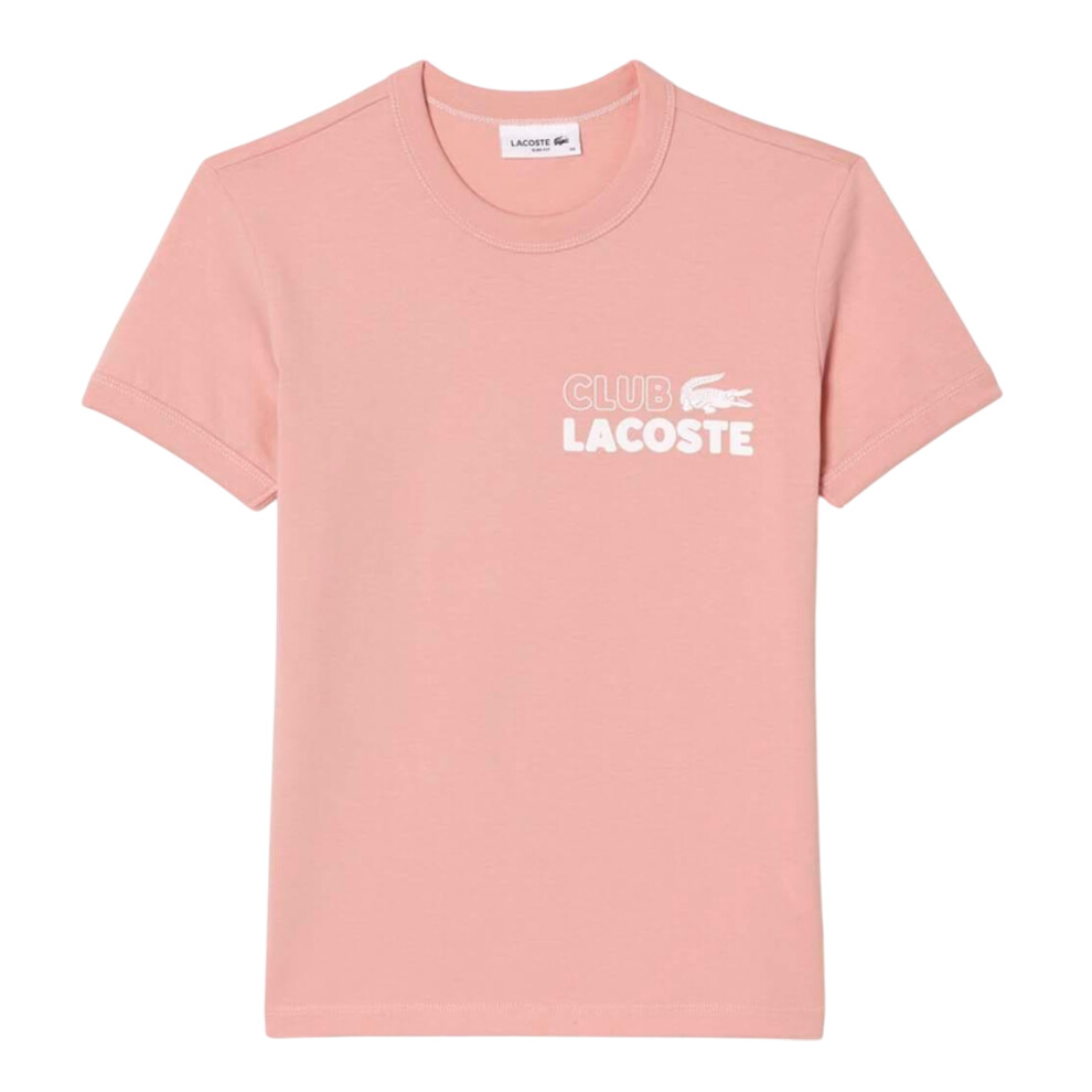 (6 UK, Pink) Lacoste Womens/Ladies Organic Cotton Jersey Slim T-Shirt