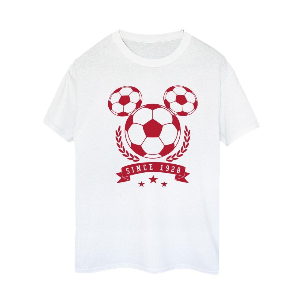 (3XL, White) Disney Womens/Ladies Mickey Football Head Cotton Boyfriend T-Shirt