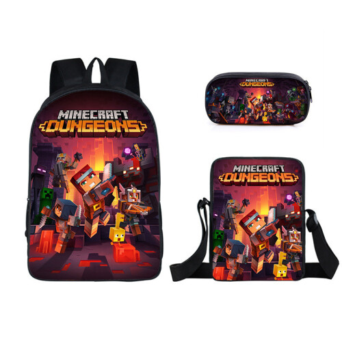 (19) Minecraft Game Cartoon Character Printed Children Capacity Backpack Large