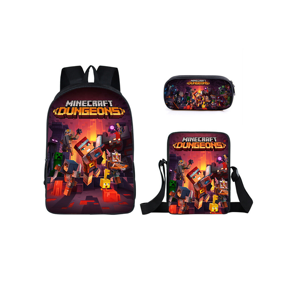 (19) Minecraft Game Cartoon Character Printed Children Capacity Backpack Large