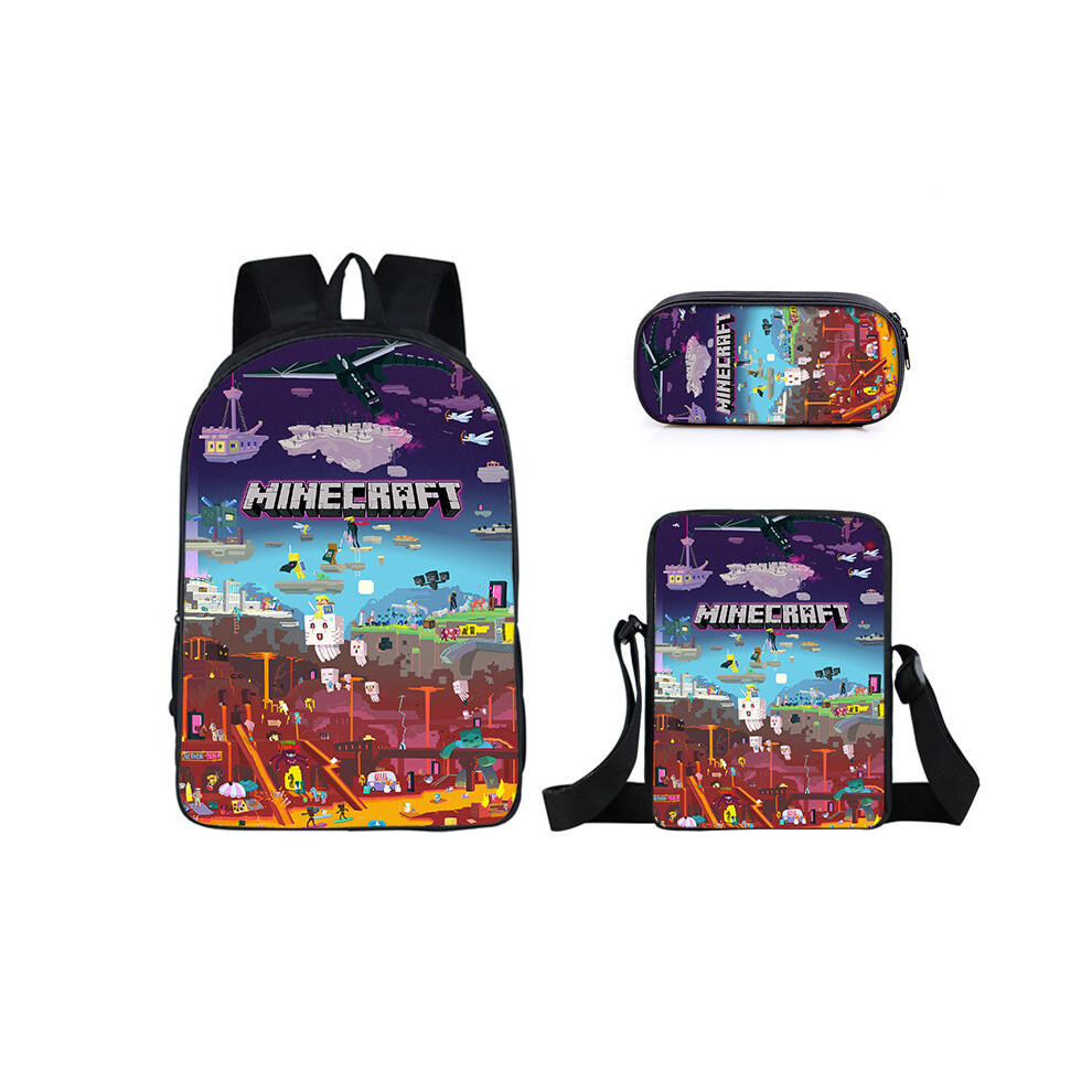 (23) Minecraft Game Cartoon Character Printed Children Capacity Backpack Large