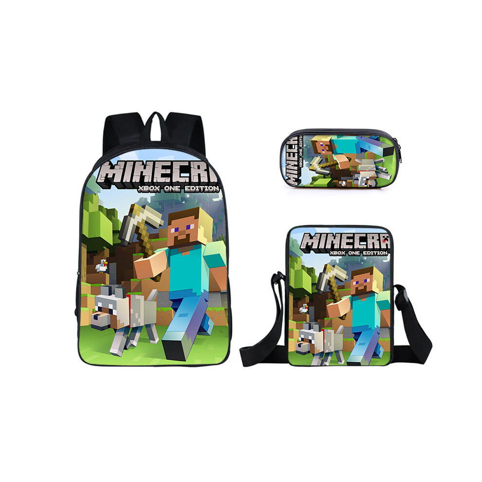 (10) Game Cartoon Minecraft Character Printed Children Capacity Backpack Large