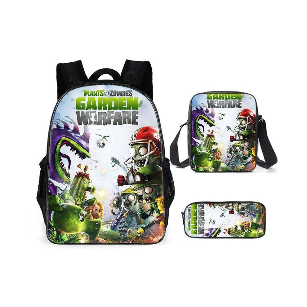 (06) Vs Plants Zombies Kids School Backpack Threepiece Gift Set Young For Students