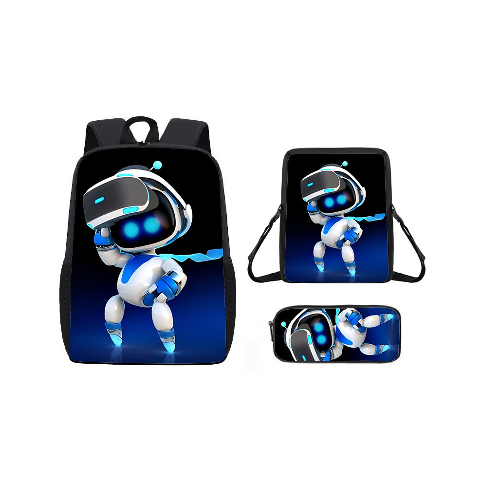 (06) Bot Astro Cartoon Pattern Backpack Shoulder Bag Pencil Case Set Piece Three